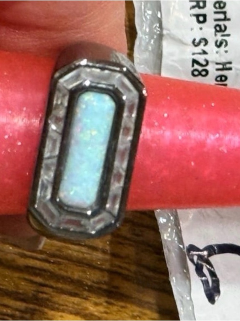 Opal-Style Rectangular inlay opal ring by Bomb Party